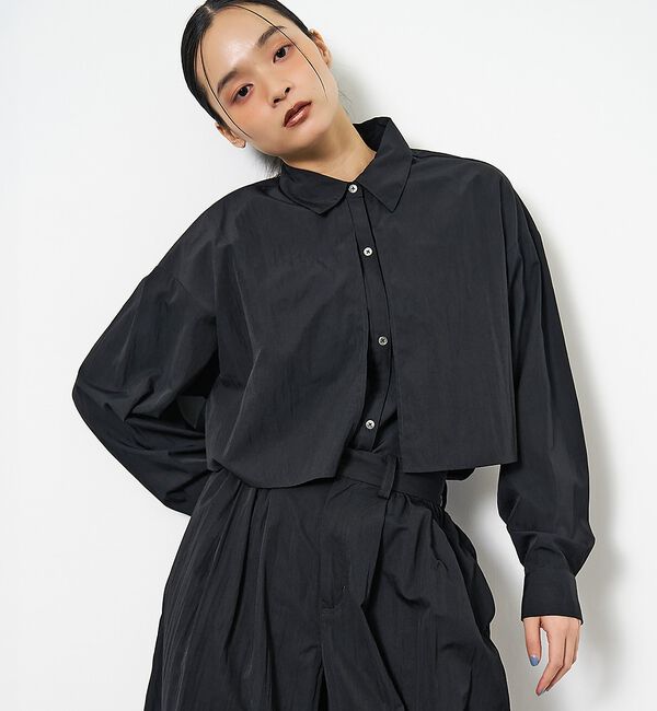 NOMINE「【ユニセックス】ロングヨーク オーバーサイズ シャツ」|シャツ・ブラウス|ブラック