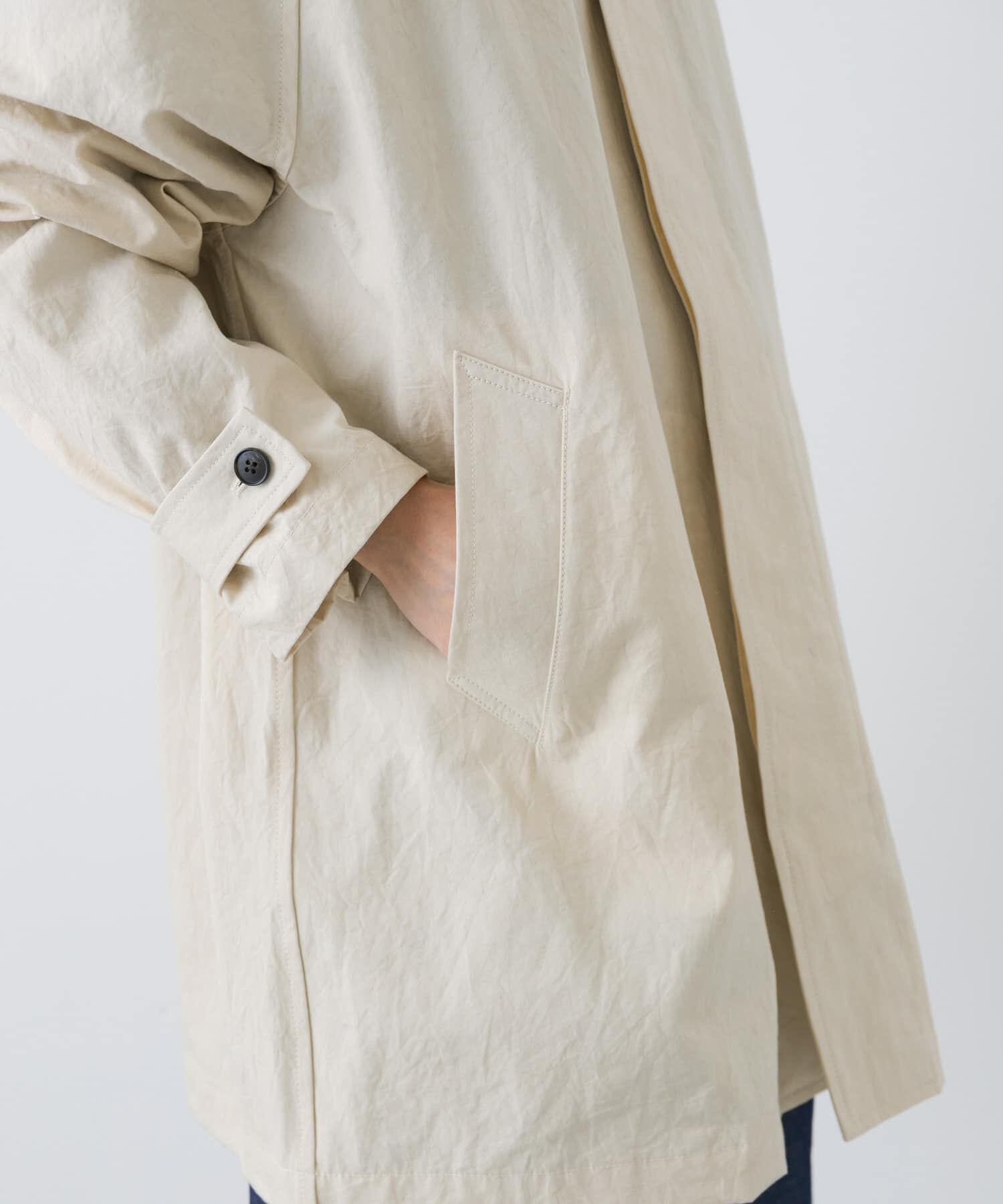 かぐれ「コットンバックタックショートコート」|ノーカラーコート|