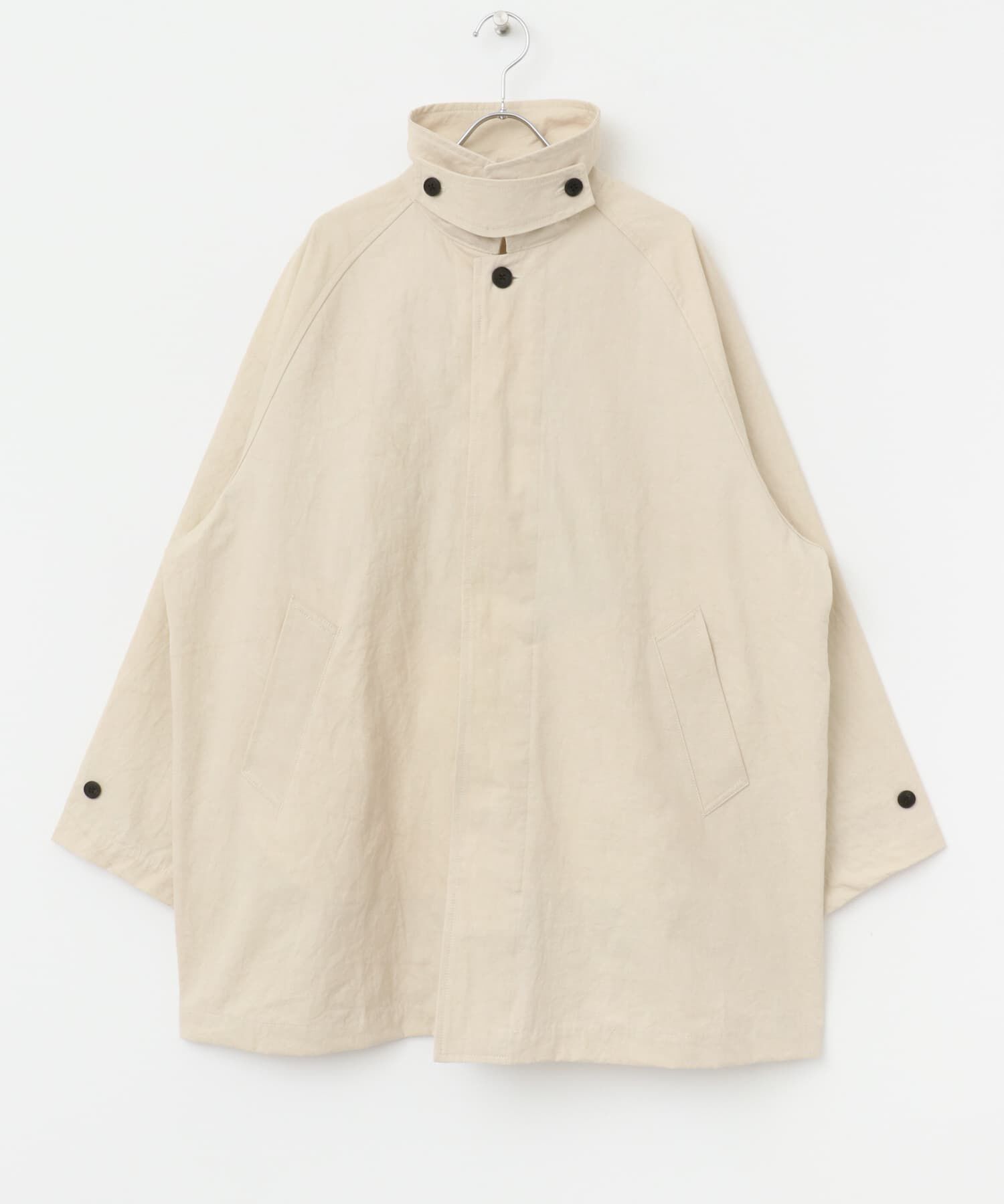 かぐれ「コットンバックタックショートコート」|ノーカラーコート|