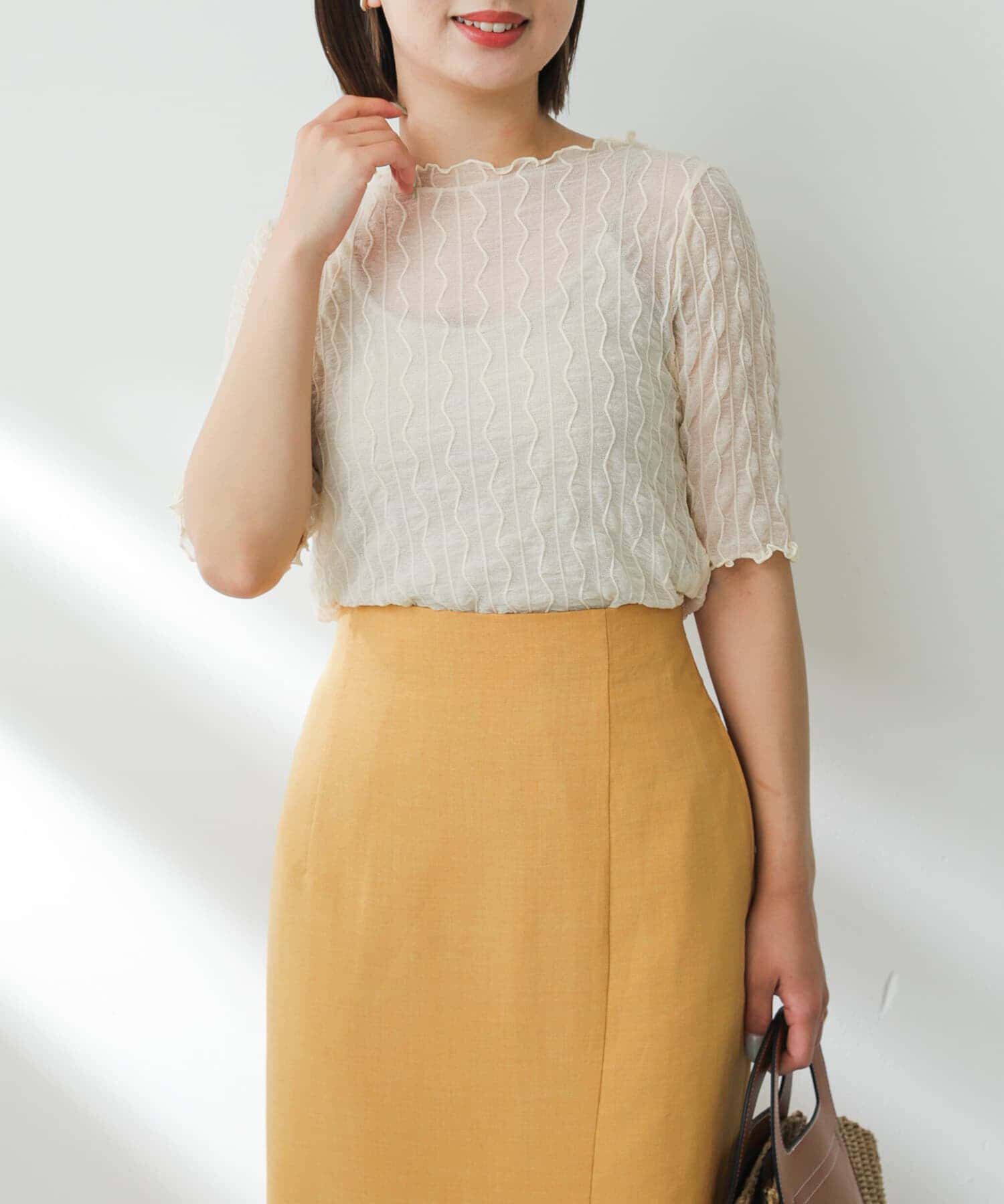 SENSE OF PLACE by URBAN RESEARCH「ウェーブパターンシアートップ(5分袖)」|Tシャツ・カットソー|