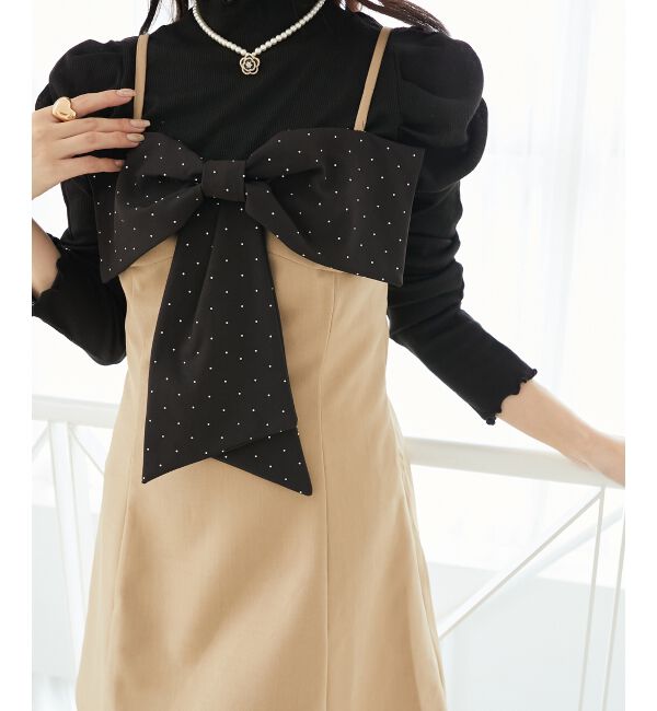  「キラキラビッグリボンミニワンピ」|ワンピース|