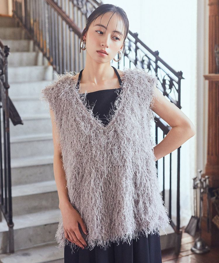 earth music&ecology「ふさふさベスト」|ベスト・ジレ|