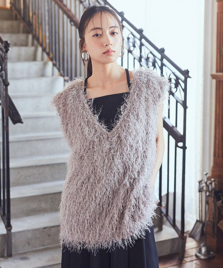 earth music&ecology「ふさふさベスト」|ベスト・ジレ|