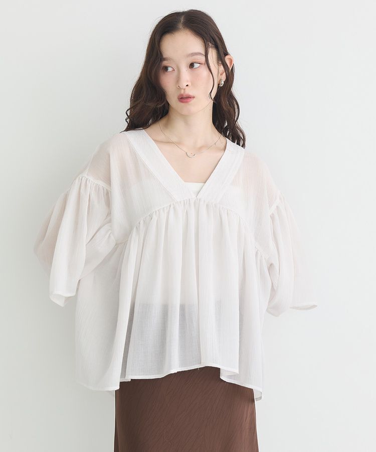 earth music&ecology「Vネックギャザーブラウス」|シャツ・ブラウス|