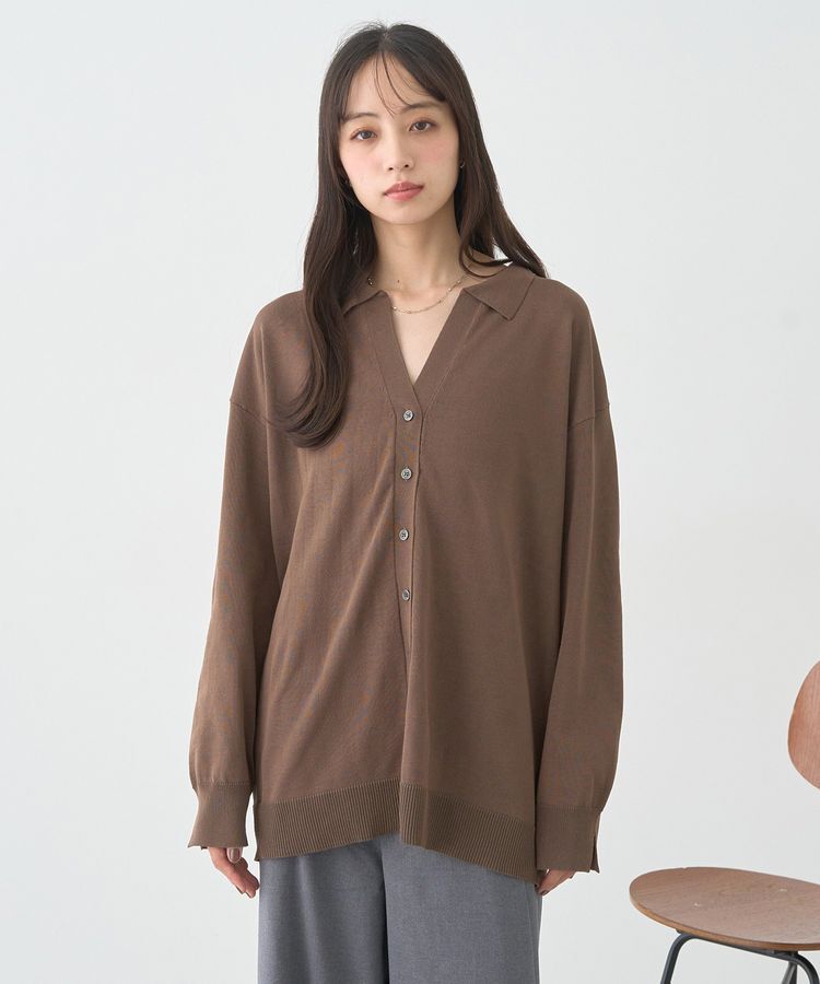 earth music&ecology「袖口スリットスキッパーカーディガン」|カーディガン|