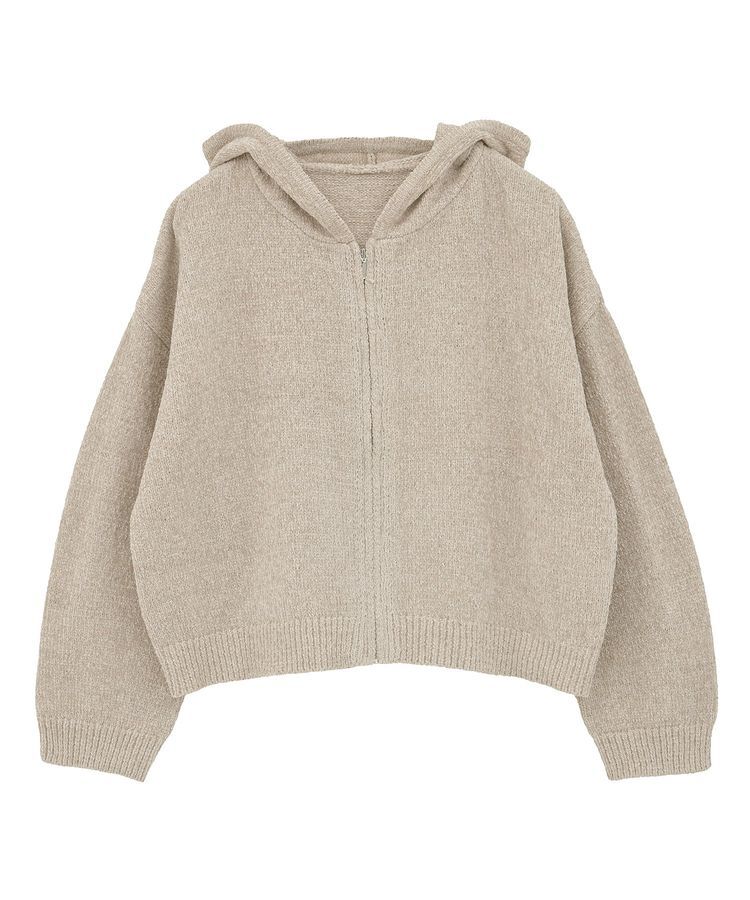 earth music&ecology「ベロアフーディージップニットカーディガン」|カーディガン|