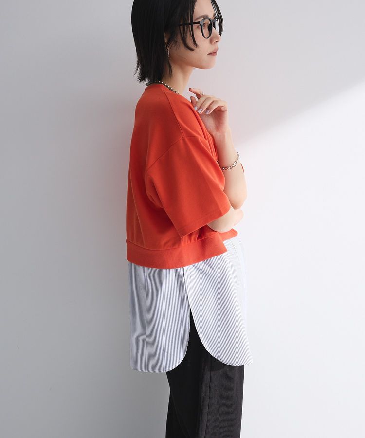 Green Parks「裾タックミニ裏毛シャツドッキングチュニック」|チュニック|