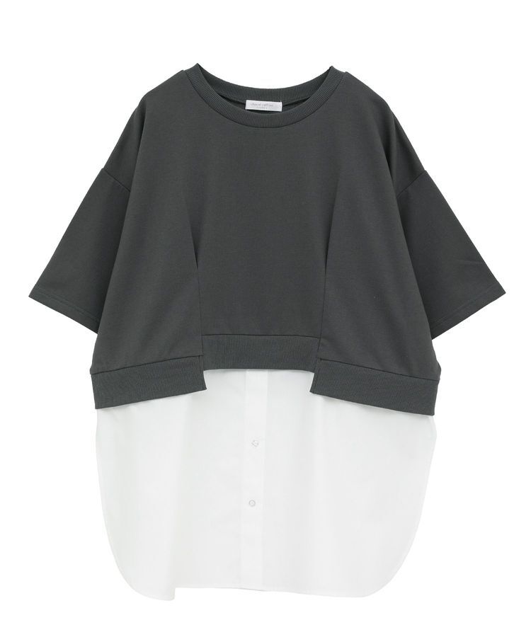 Green Parks「裾タックミニ裏毛シャツドッキングチュニック」|チュニック|