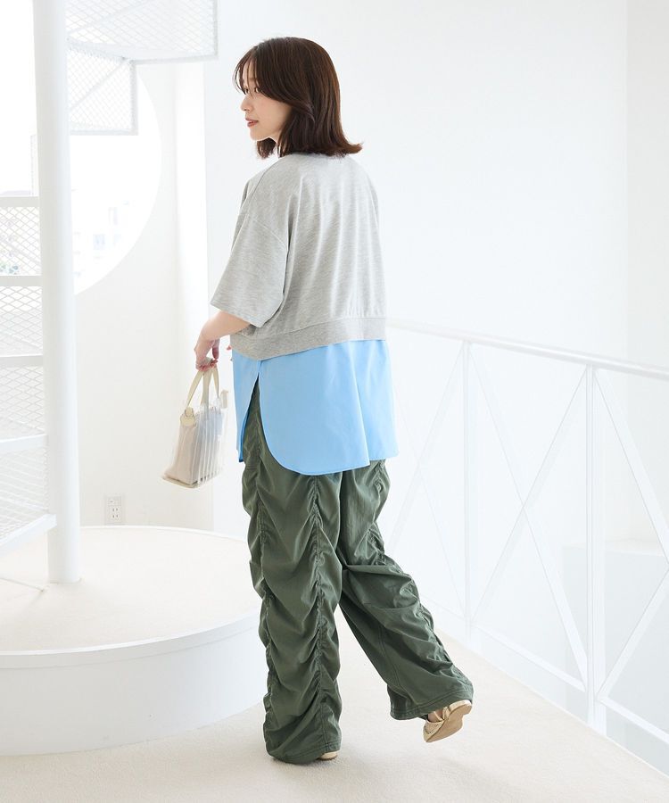 Green Parks「裾タックミニ裏毛シャツドッキングチュニック」|チュニック|