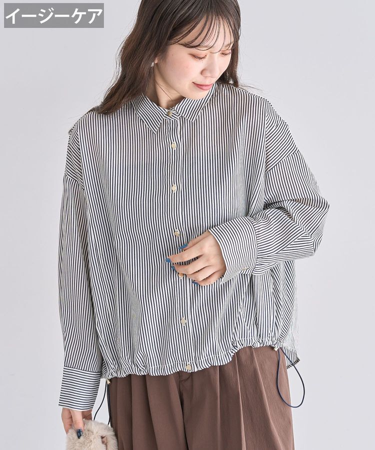 armonia「金ボタン裾ドロストシャツ」|シャツ・ブラウス|Stripe