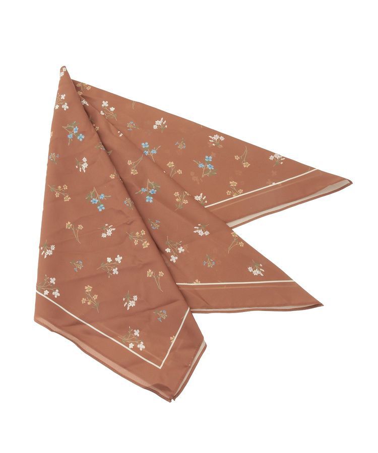 Green Parks「フラワーシルキースカーフ」|バンダナ・スカーフ|Brown