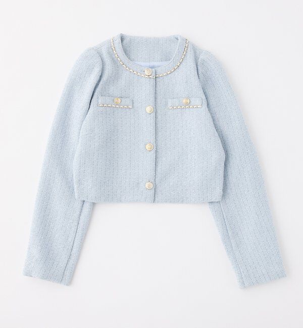  「ノーカラーツイードジャケット」|ダウンベスト・ベスト|