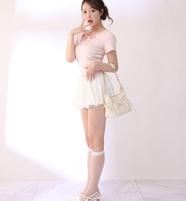  「レース付きバルーンミニスカパン」|スカート|