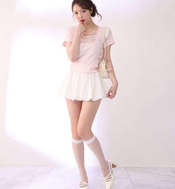 「レース付きバルーンミニスカパン」|スカート|