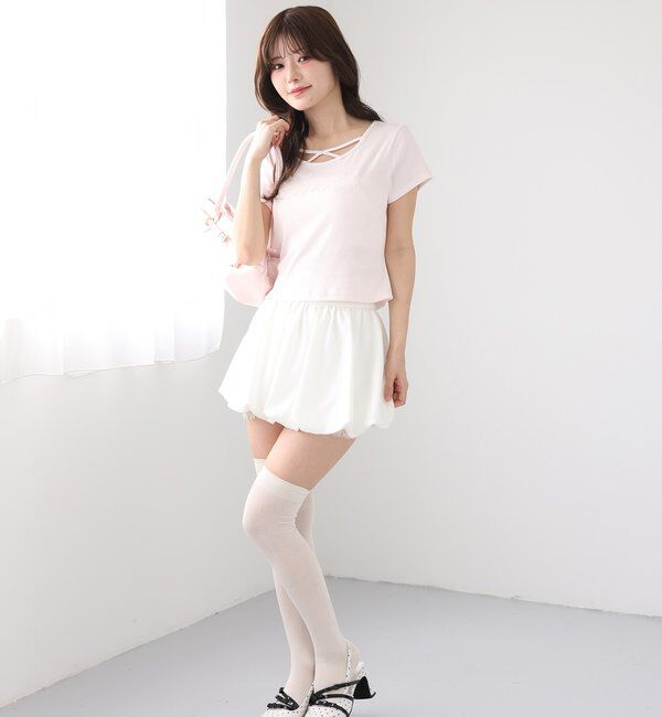  「レース付きバルーンミニスカパン」|スカート|