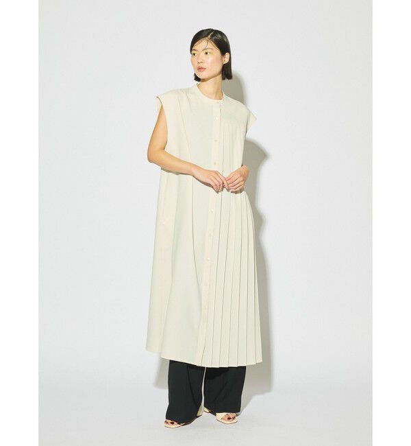 MIDIUMISOLID「MIDIUMISOLID for Ladies アシンメトリープリーツノースリーブワンピース」|ワンピース|