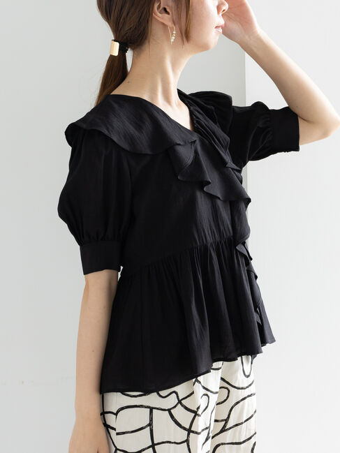 Te chichi「ラッフルフリルアシメブラウス《2025summer catalog item》」|シャツ・ブラウス|ブラック