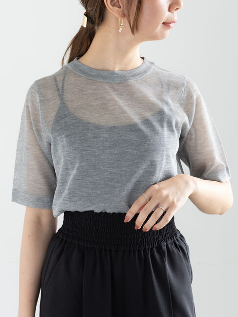 Te chichi「Levita14Gハーフスリーブプルオーバー」|ニット・セーター|グレー