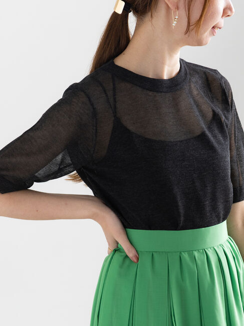 Te chichi「Levita14Gハーフスリーブプルオーバー」|ニット・セーター|ブラック