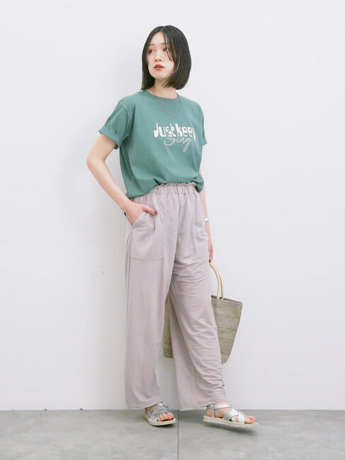 Samansa Mos2 blue「【接触冷感】ロゴプリントTシャツ」|Tシャツ・カットソー|