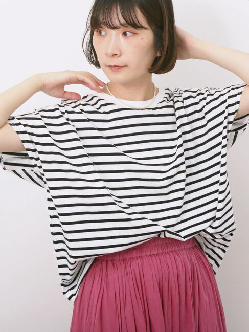 Samansa Mos2 blue「【USAコットン】アソートフレンチスリーブTシャツ」|Tシャツ・カットソー|ホワイト