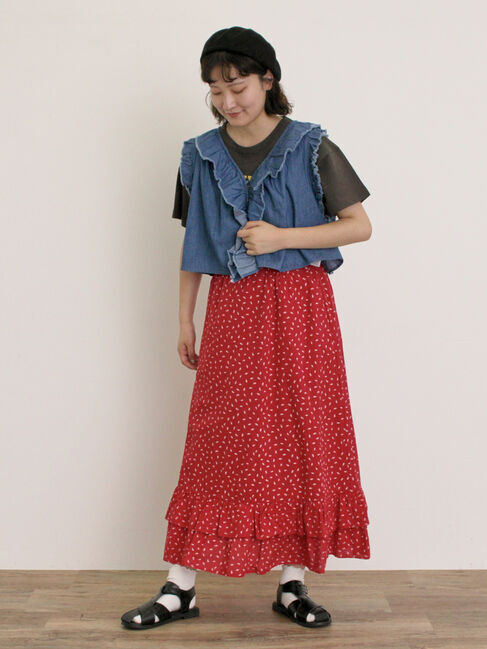 Samansa Mos2「柄アソート裾ティアードスカート」|スカート|