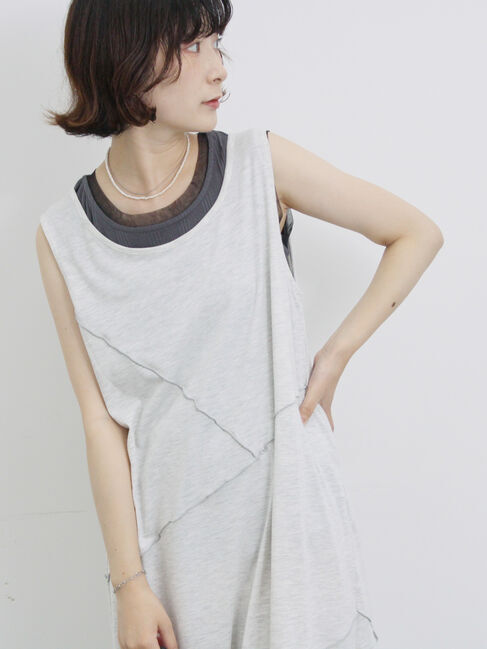 Samansa Mos2 blue「◎【接触冷感】切替カットワンピース」|ワンピース|ＴＯＰグレー