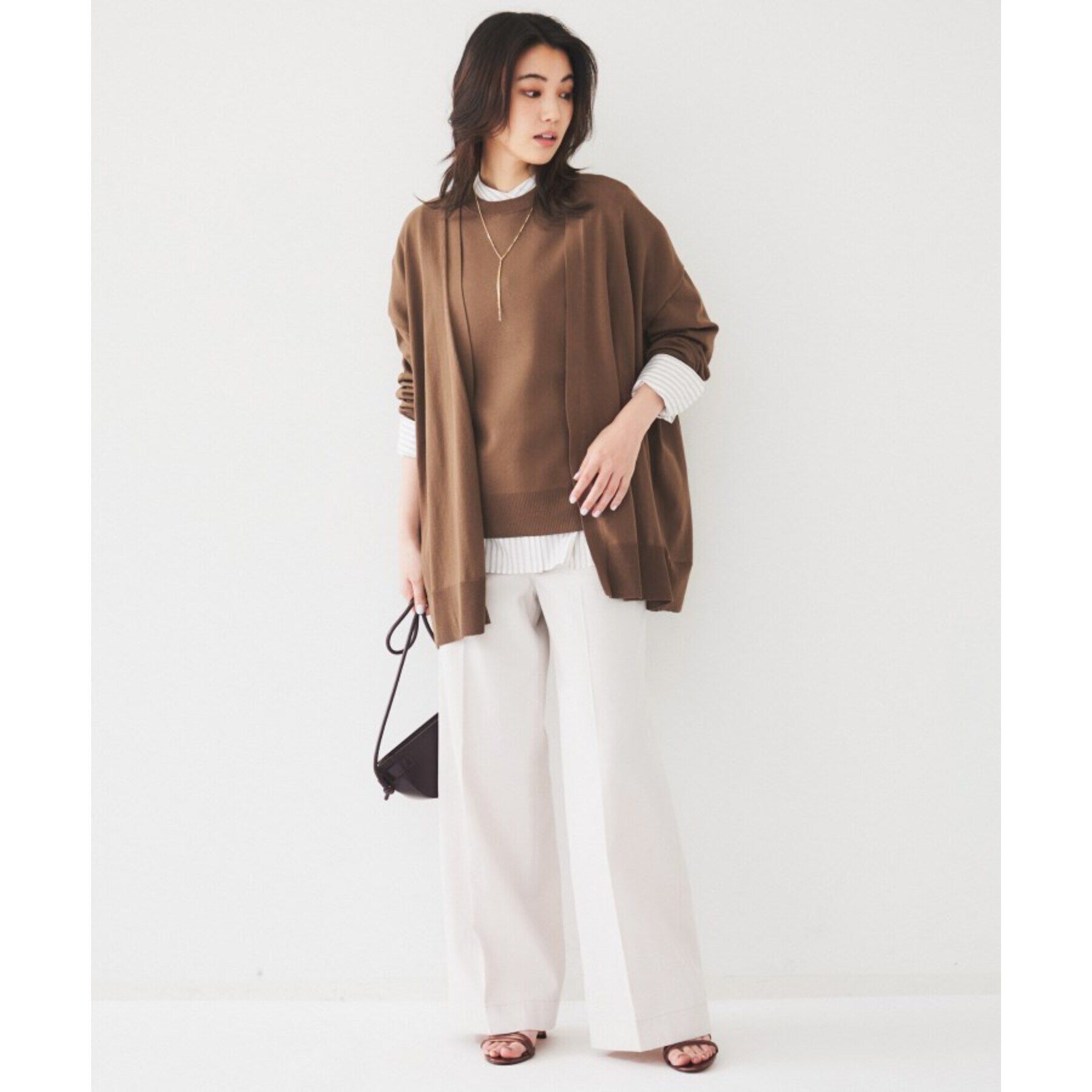 UNTITLED「【コットン100/ストライプ】タイプライター バンドカラーシャツ」|シャツ・ブラウス|