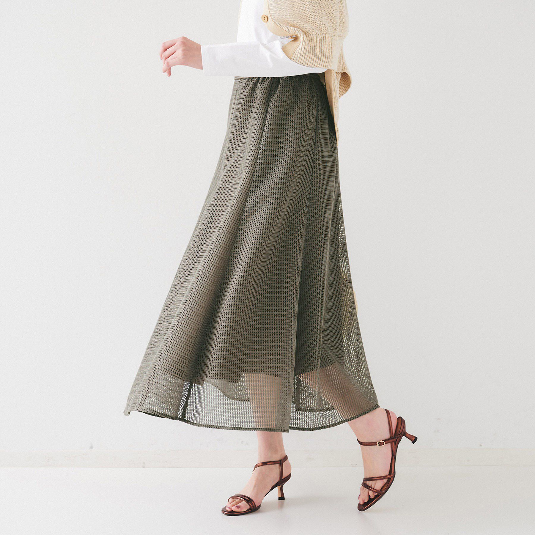 UNTITLED「【手洗い可/トレンド】メッシュフレアスカート」|スカート|