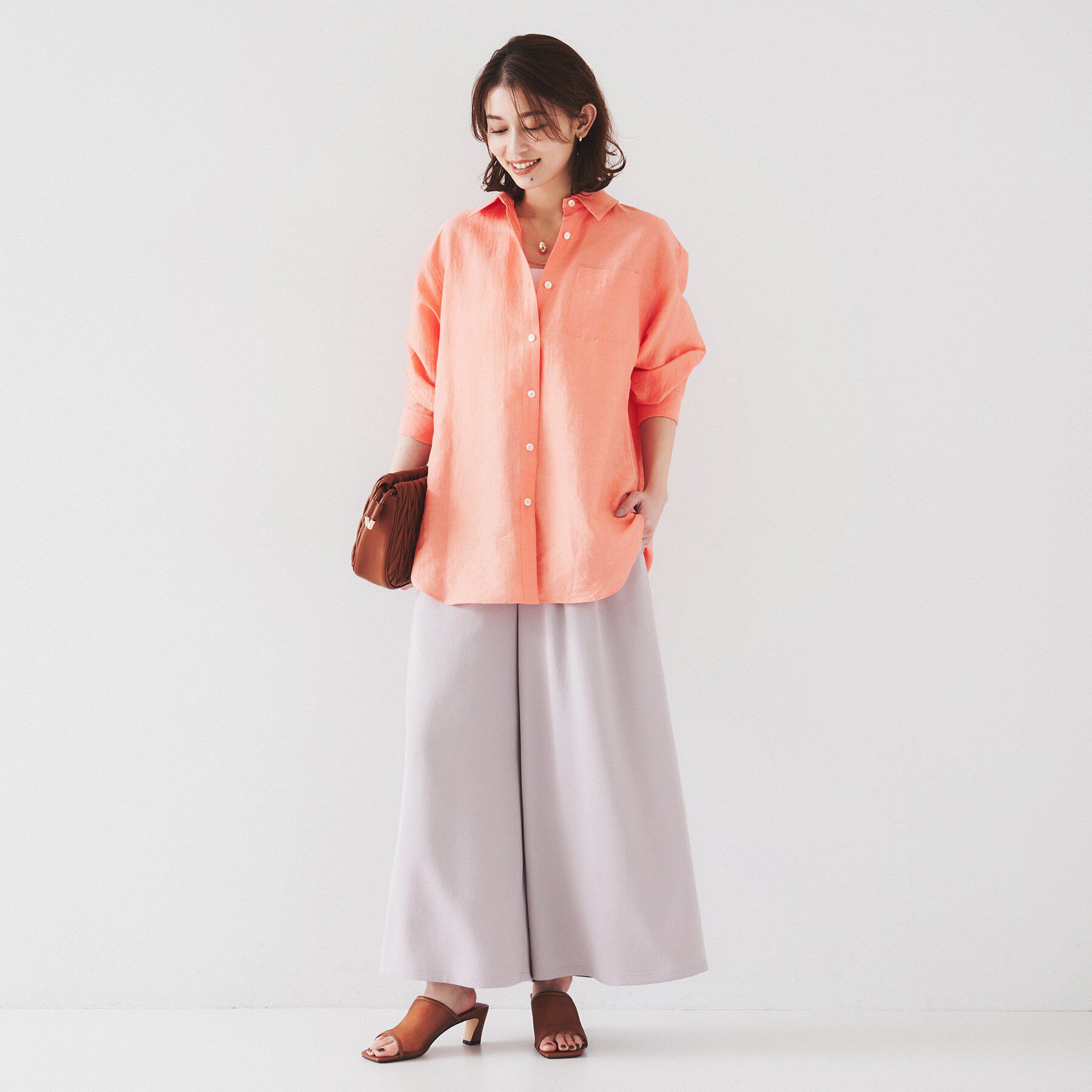 UNTITLED「【セットアップ可能/手洗い可】リネン混 ベーシックシャツ」|シャツ・ブラウス|