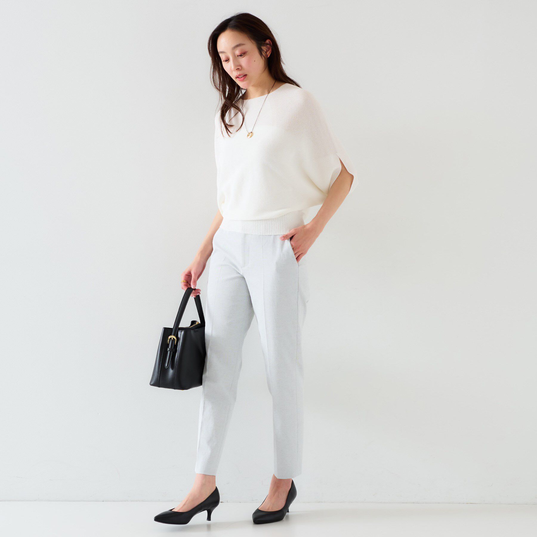 UNTITLED「【体型カバー/清涼感】ドルマンスリーブ プルオーバーニット」|ニット・セーター|