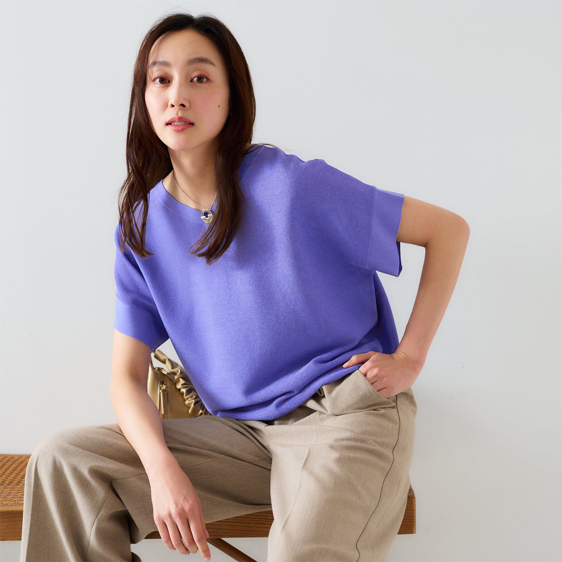 UNTITLED「【12色展開/体型カバー/2way】バウンドスリーブニット」|ニット・セーター|ブルーパープル(08