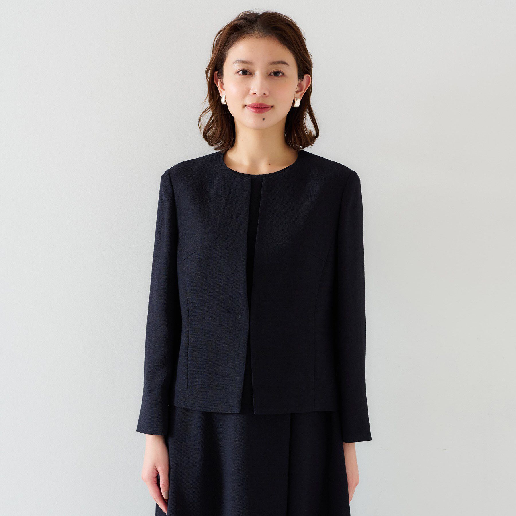 UNTITLED「【セットアップ可/短丈】ドライタッチジャケット」|ノーカラージャケット|