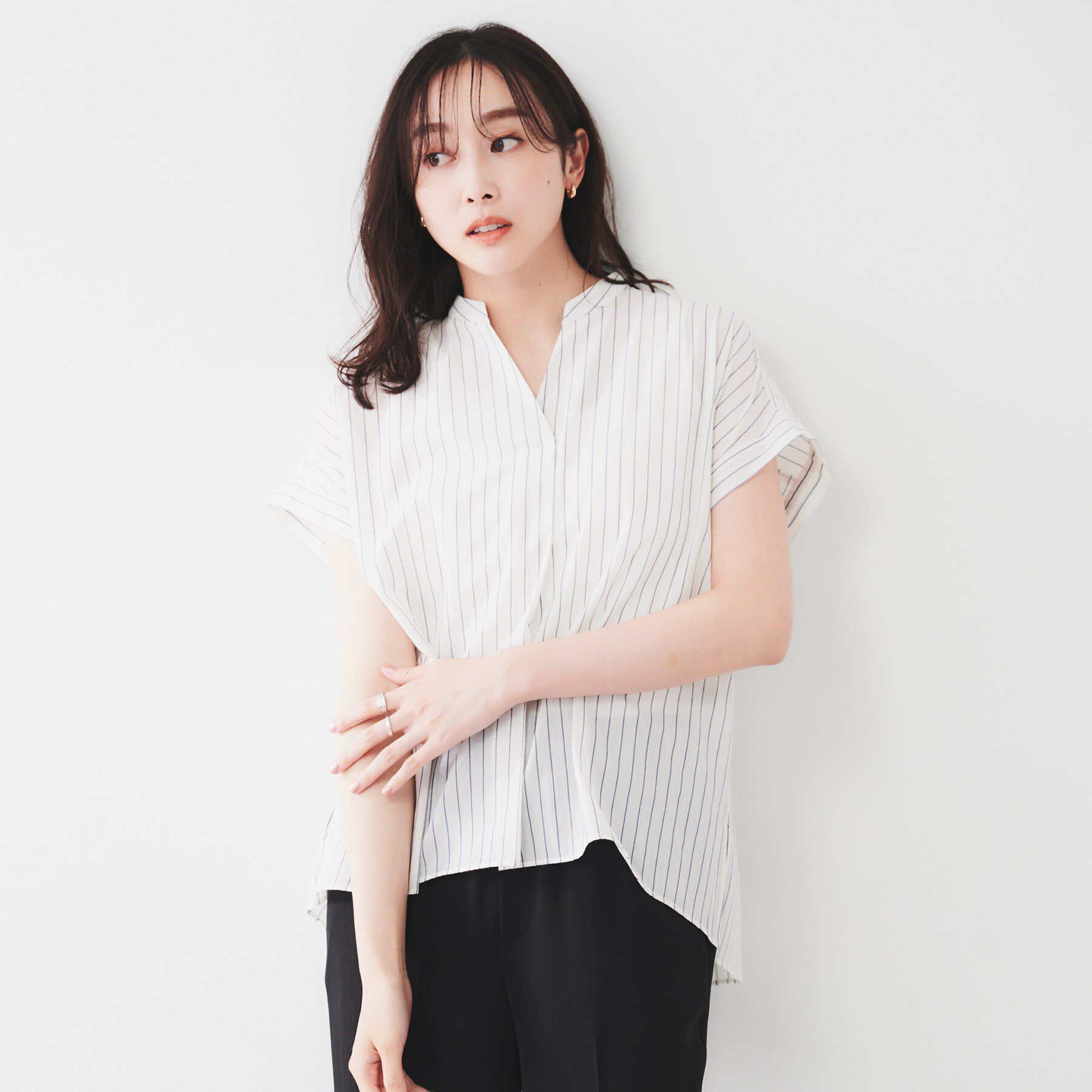 UNTITLED「【洗える/スキッパー】フレンチスリーブシアーブラウス」|シャツ・ブラウス|