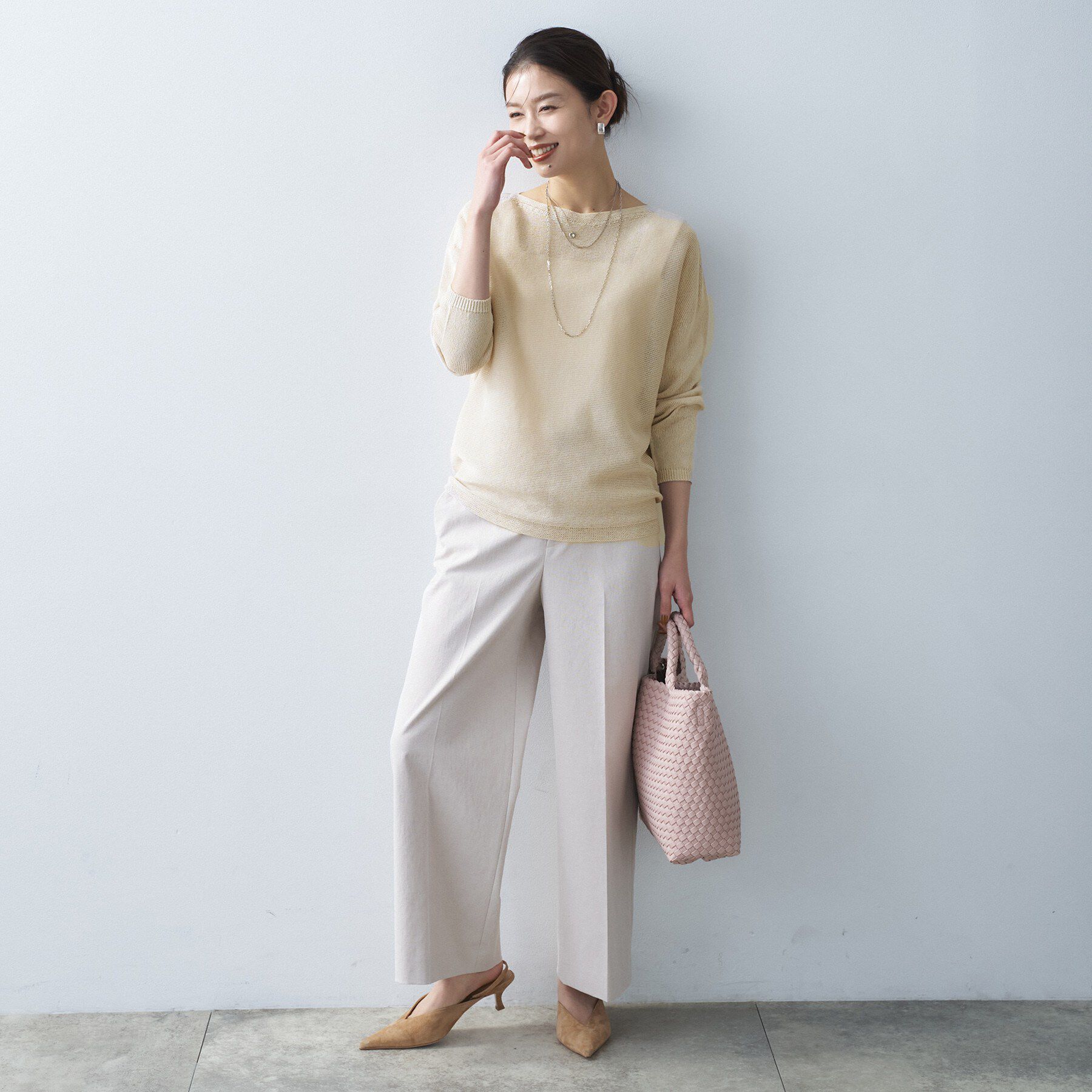 UNTITLED「【古畑星夏さん着用/8色展開/程よい透け感】ドライタッチボートネックニット」|ニット・セーター|