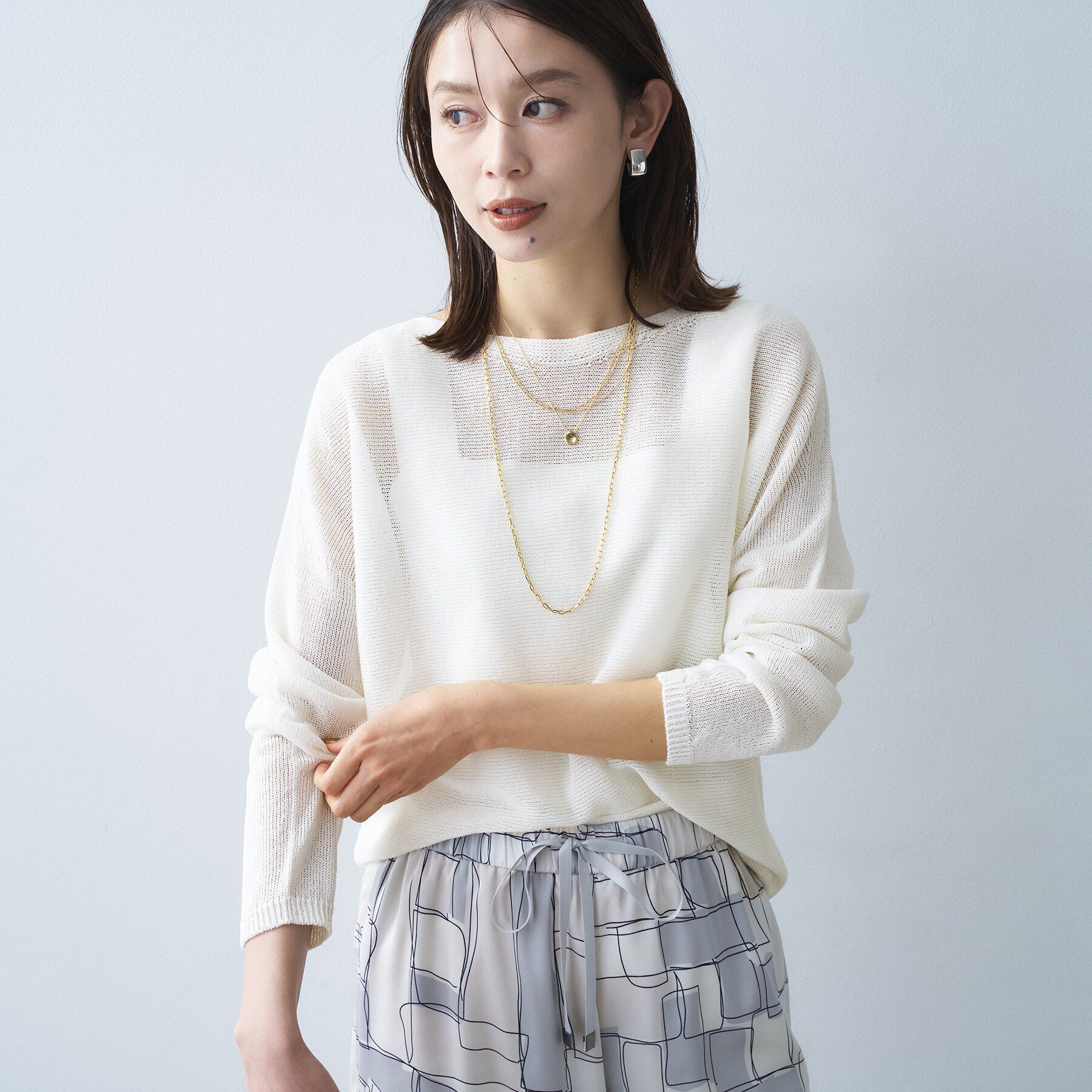 UNTITLED「【古畑星夏さん着用/8色展開/程よい透け感】ドライタッチボートネックニット」|ニット・セーター|
