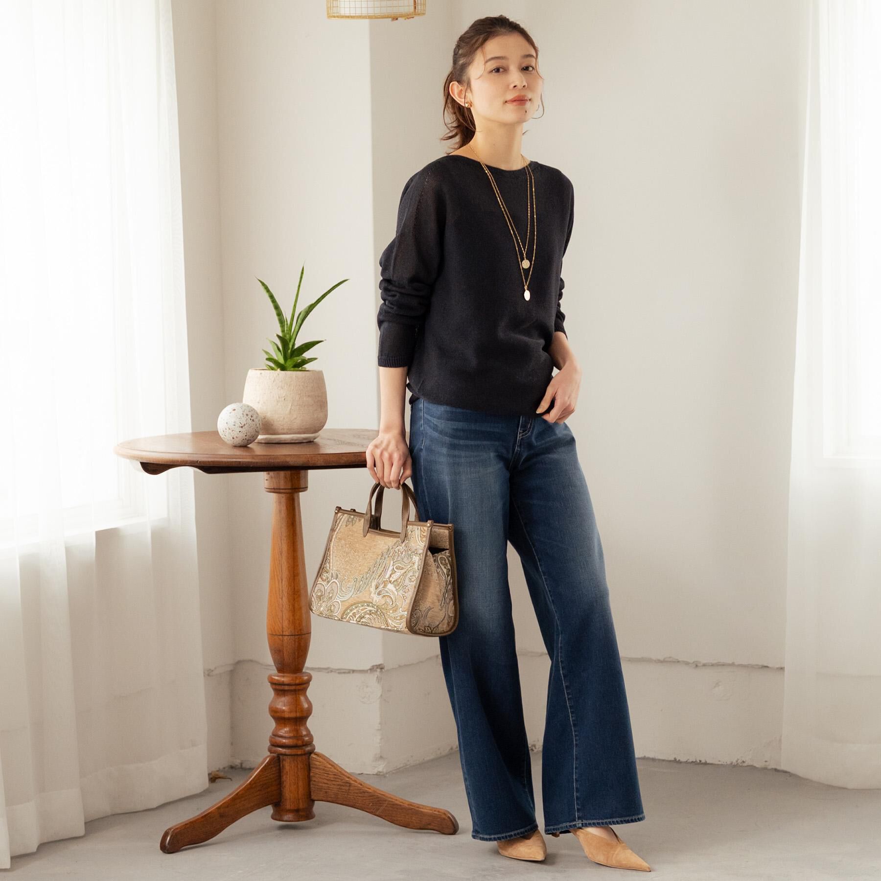 UNTITLED「【古畑星夏さん着用/8色展開/程よい透け感】ドライタッチボートネックニット」|ニット・セーター|