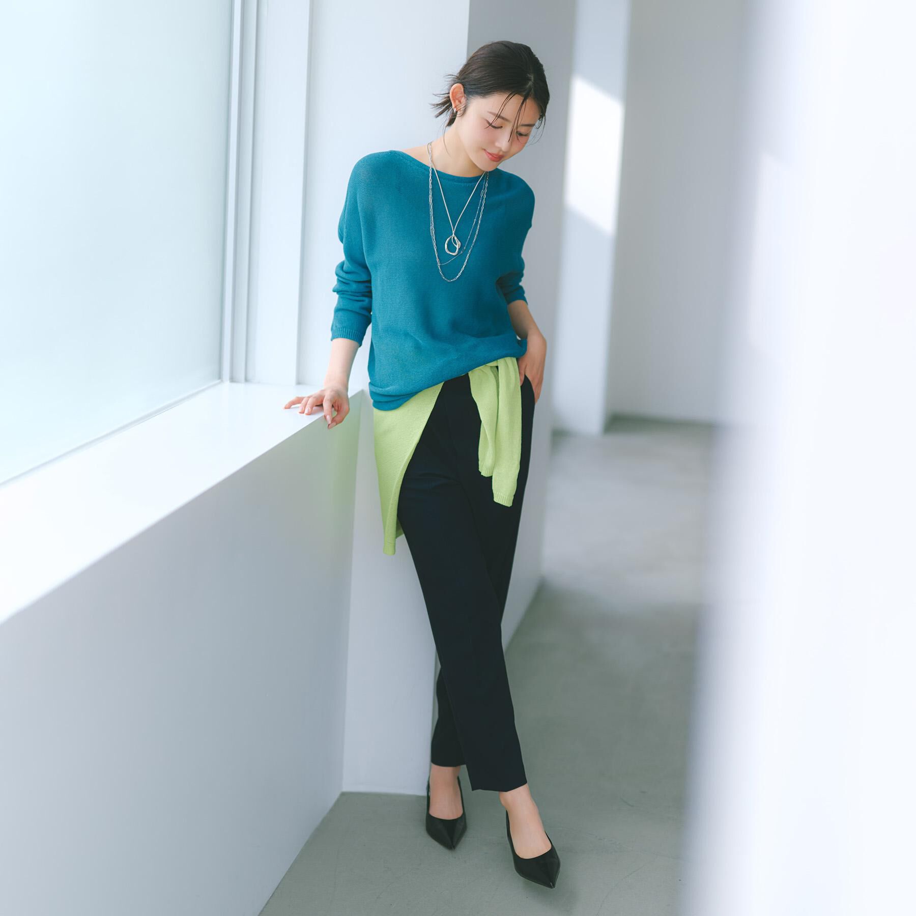 UNTITLED「【古畑星夏さん着用/8色展開/程よい透け感】ドライタッチボートネックニット」|ニット・セーター|