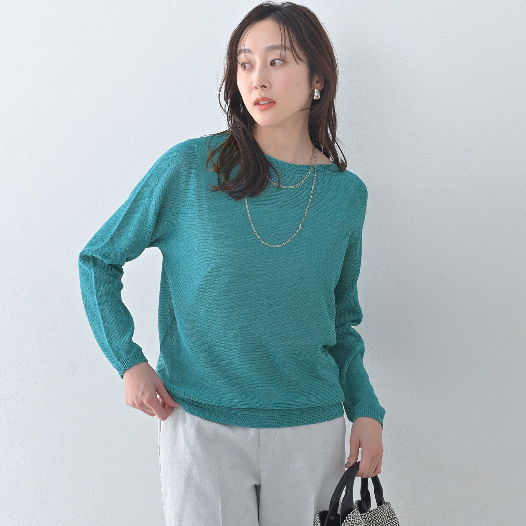 UNTITLED「【古畑星夏さん着用/8色展開/程よい透け感】ドライタッチボートネックニット」|ニット・セーター|