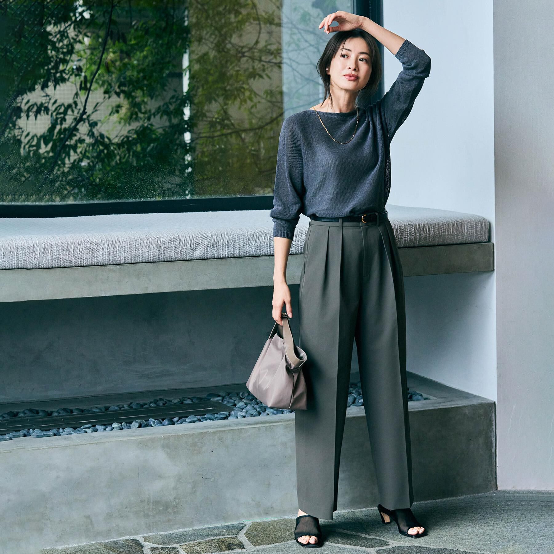 UNTITLED「【古畑星夏さん着用/8色展開/程よい透け感】ドライタッチボートネックニット」|ニット・セーター|