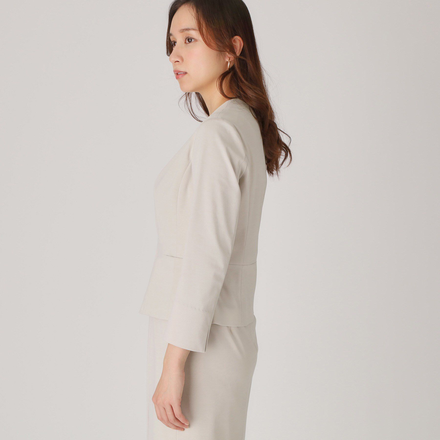 COUP DE CHANCE「【洗える／日本製】細見えカラーレスジャケット」|ノーカラージャケット|