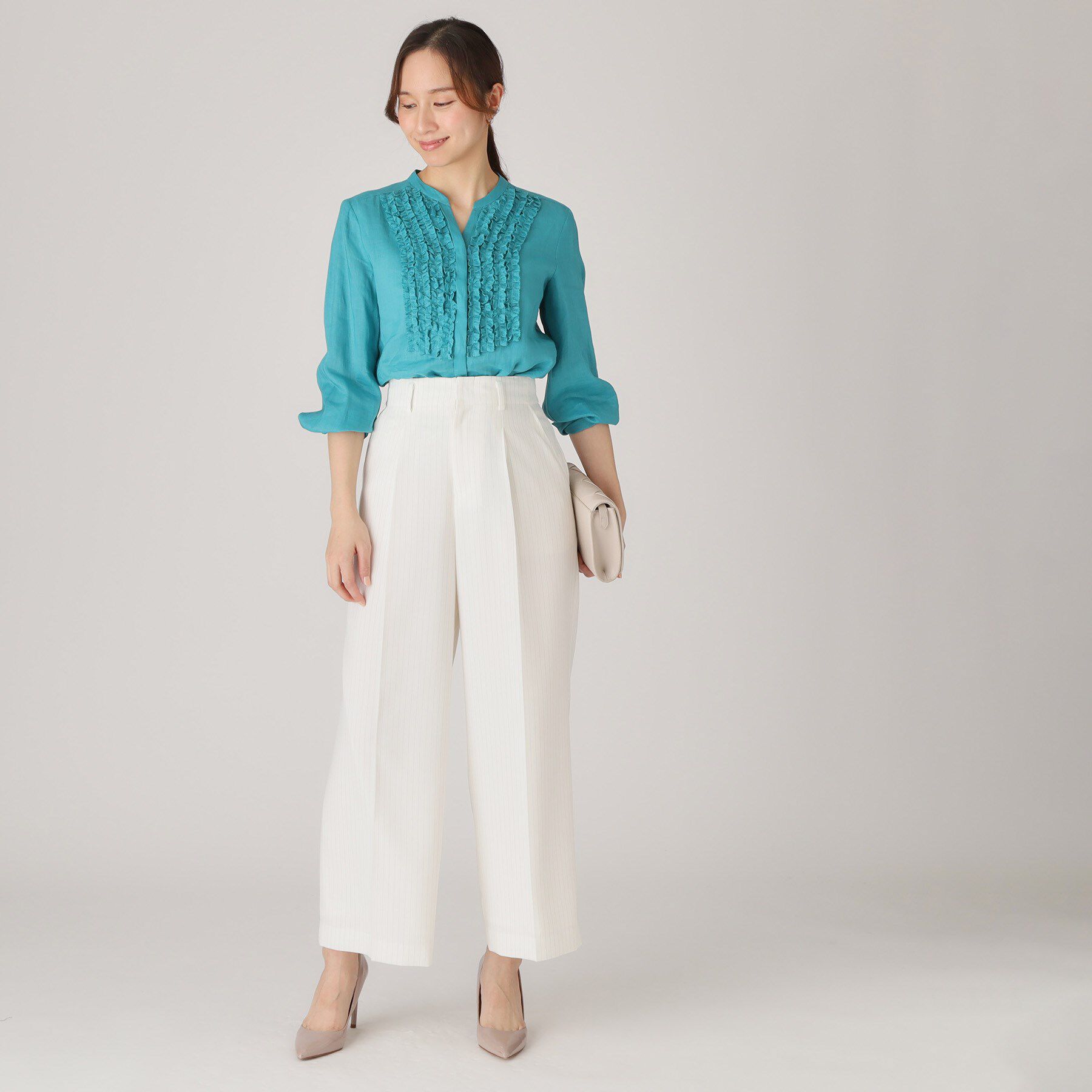 COUP DE CHANCE「【洗える／ウエスト後ろゴム】ストライプ柄ワイドパンツ」|その他|