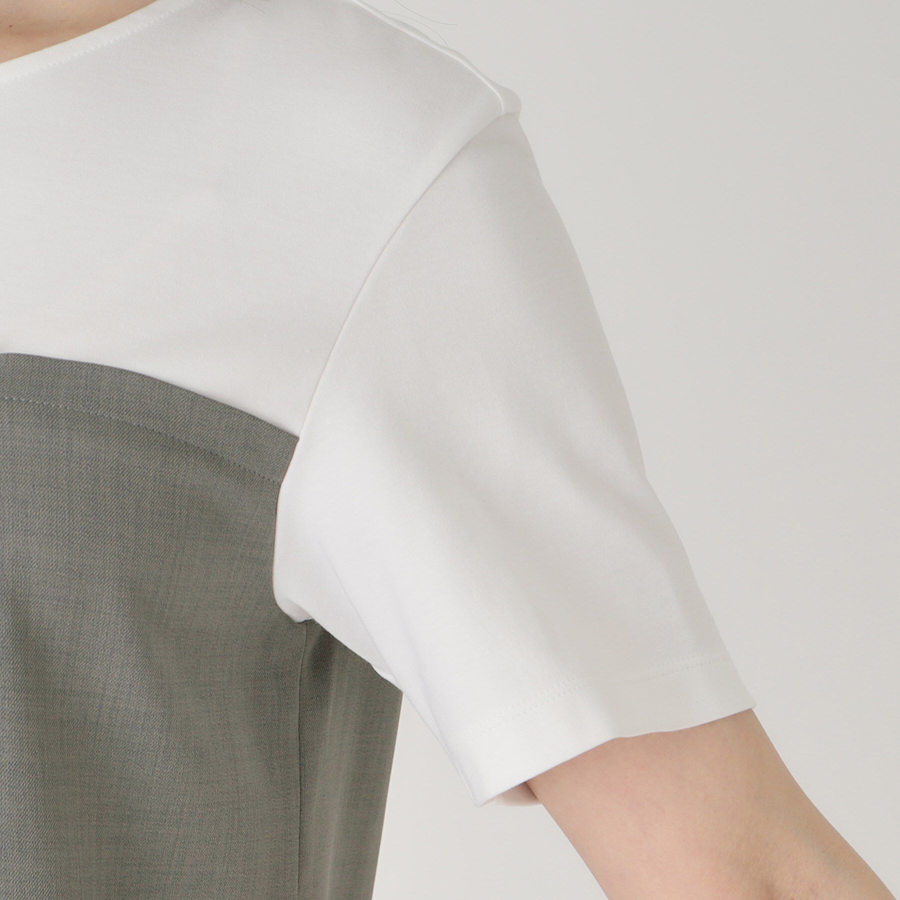 COUP DE CHANCE「【洗える／日本製／ビスチエレイヤード風／セットアップ可】異素材組合せのジャージプルオーバー」|Tシャツ・カットソー|