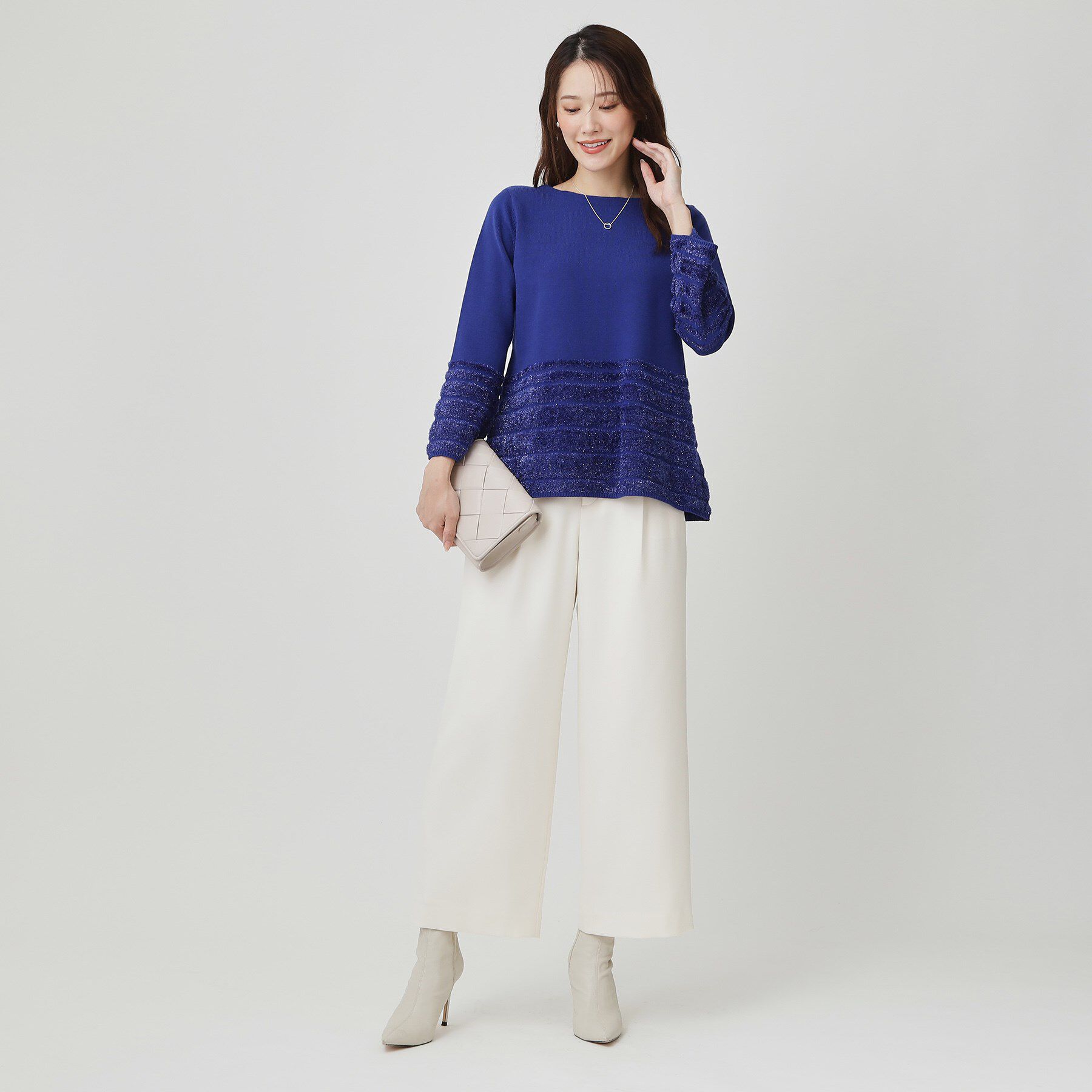 COUP DE CHANCE「【手洗い可】ラメフェザーデザイン ニットトップス」|ニット・セーター|