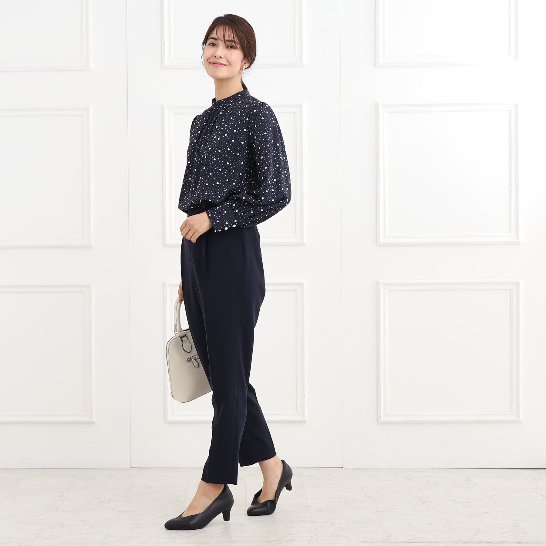Reflect「【フォーマル/マシンウォッシュ可】ドットプリントブラウス」|シャツ・ブラウス|