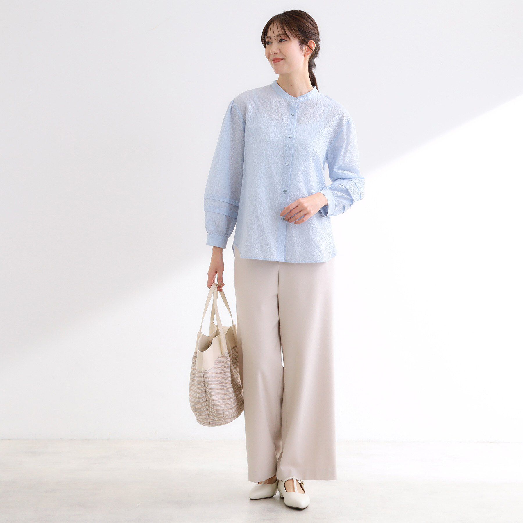 Reflect「【ゆったり着られる◎】バンドカラーシャツブラウス」|シャツ・ブラウス|