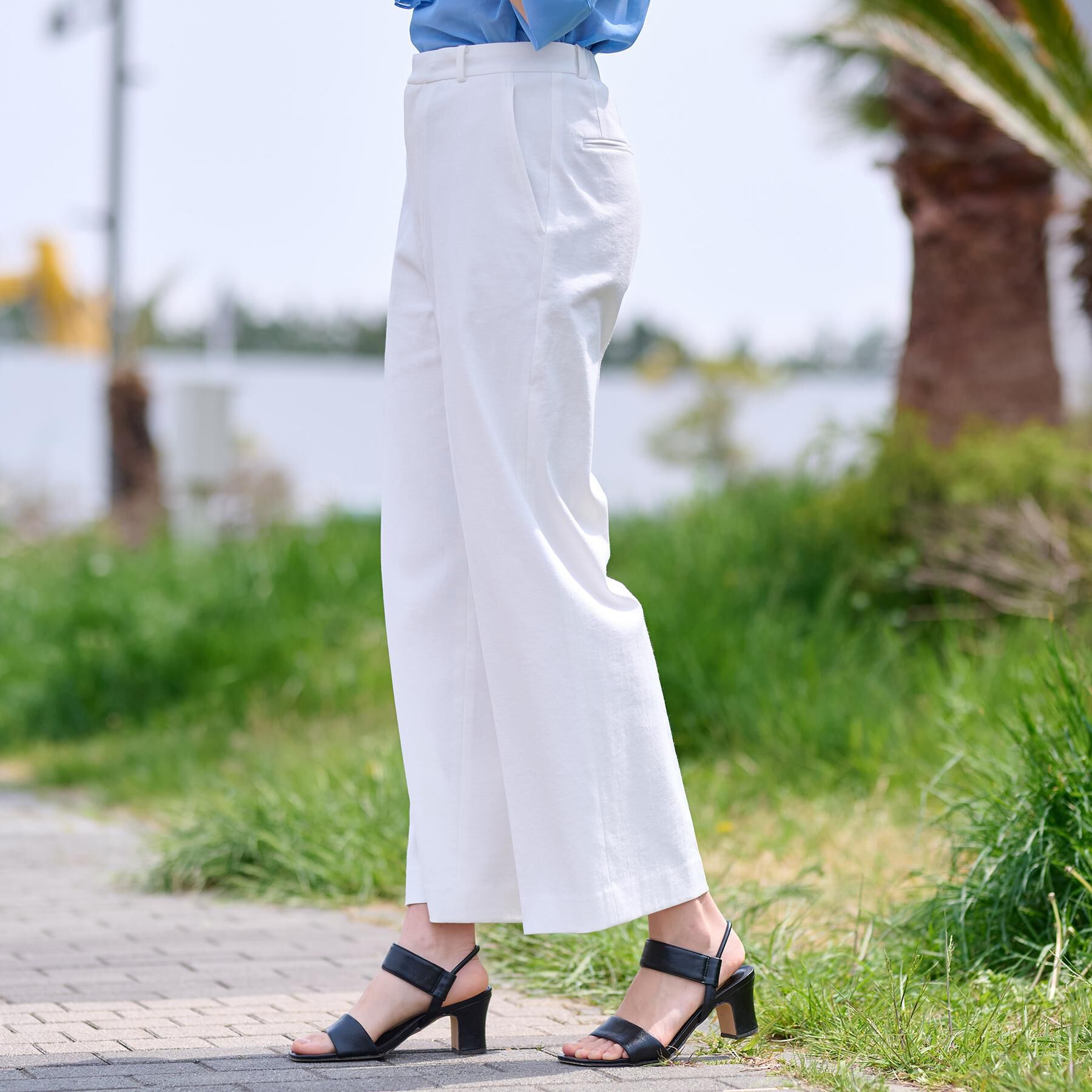 DRESSTERIOR「【洗える/吸水速乾/接触冷感/UVカット】リネンミックスストレッチワイドパンツ」|その他|