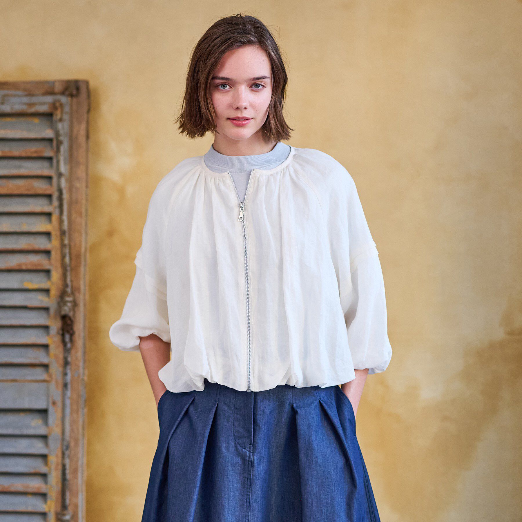 DRESSTERIOR「【洗える/リネン100％】ウォッシャブルペーパーリネンブルゾン」|ブルゾン・スタジャン|