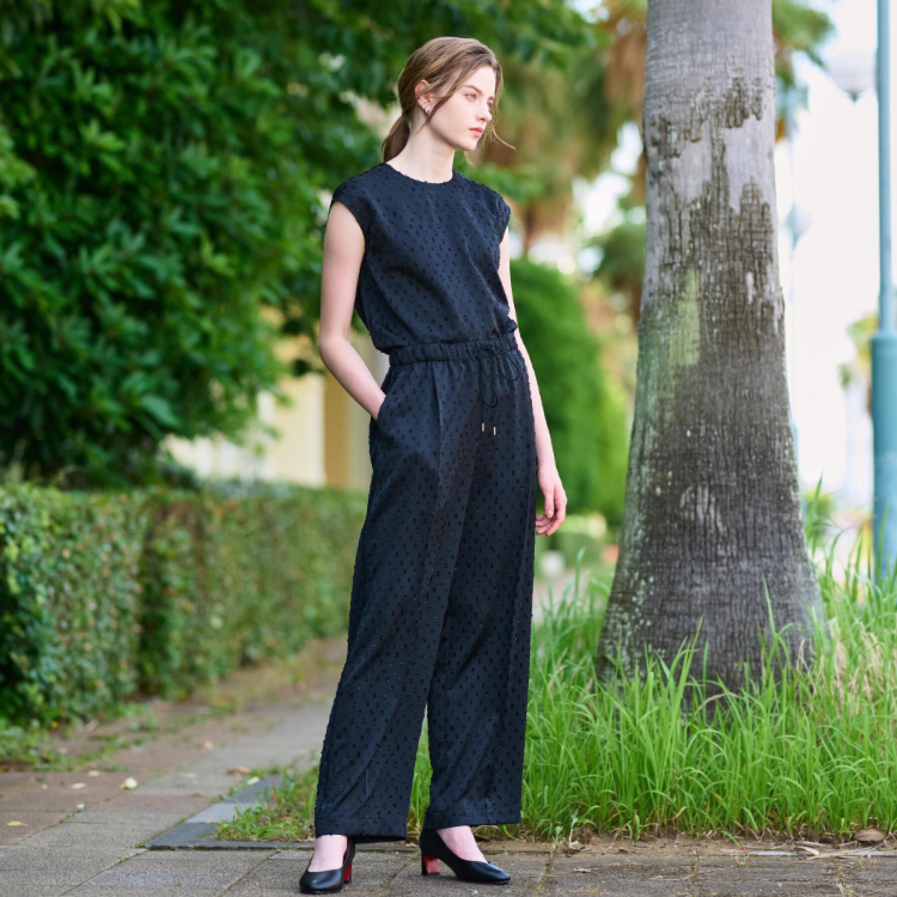 DRESSTERIOR「【セットアップ可/イージーケア】ドビーサテンフレンチスリーブブラウス」|シャツ・ブラウス|