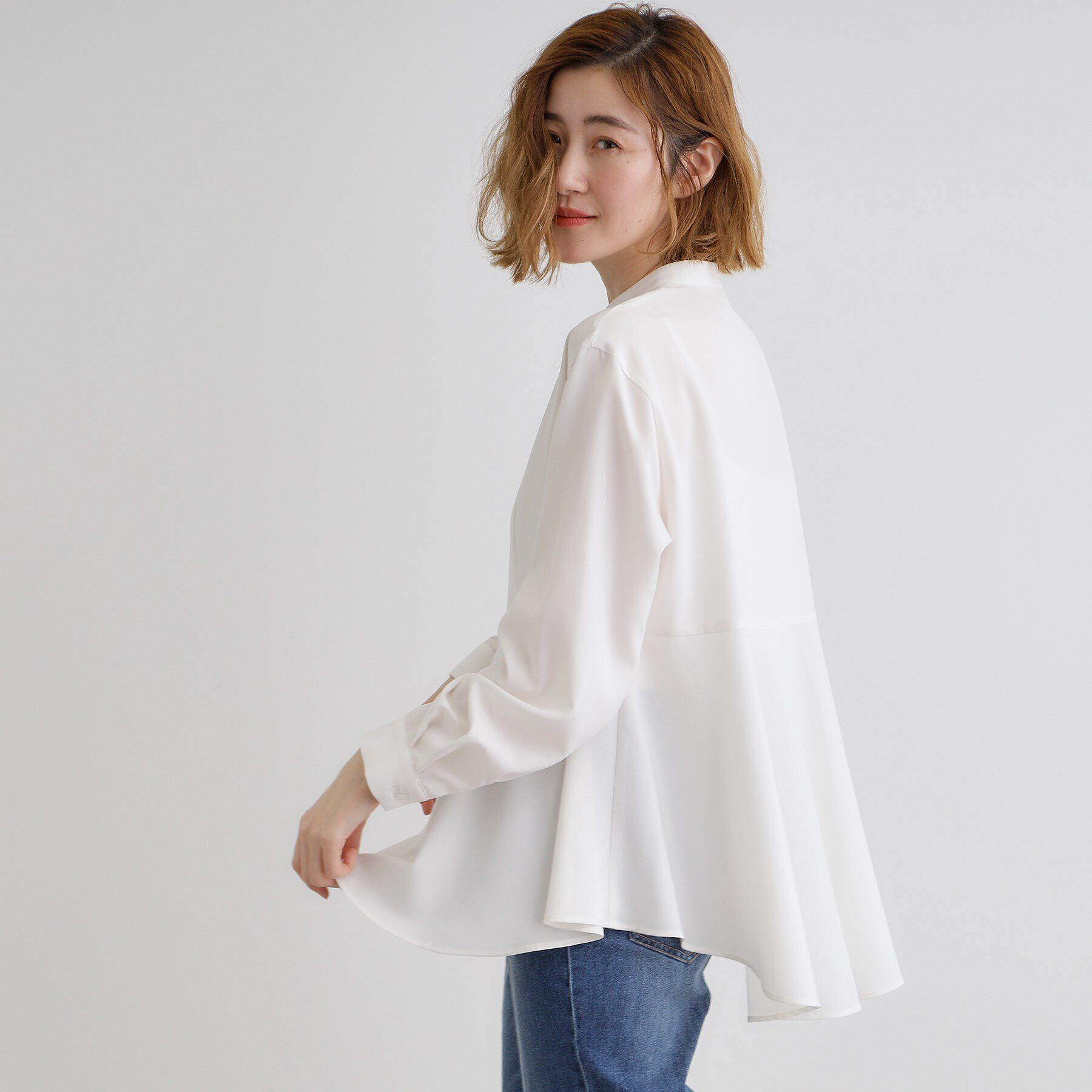 grove「ペプラムスタンドネックシャツ」|シャツ・ブラウス|